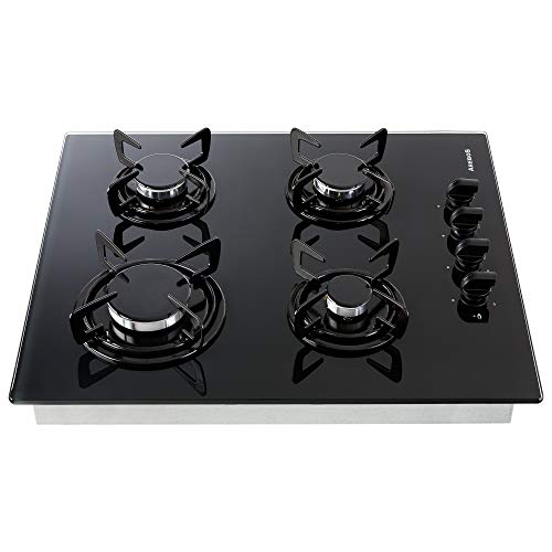 Arebos Gaskochfeld 4 Flammig | 60 cm Glaskeramik Gasherd mit automatischem Flammenschutz | Erd- oder Propangas | Gaskocher Autark, effizient und energiesparend Arebos Gaskochfeld 4 Flammig | 60 cm Glaskeramik Gasherd mit automatischem Flammenschutz | Erd- oder Propangas | Gaskocher Autark, effizient und energiesparend von Arebos