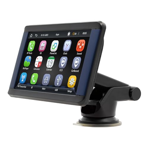 Areyourshop Apple CarPlay & Android Auto, 7 Zoll IPS Carplay Display 7" Tragbarer Auto-MP5-Player Bluetooth Monitor kabelloses Carplay + 4 LED Kamera von Areyourshop