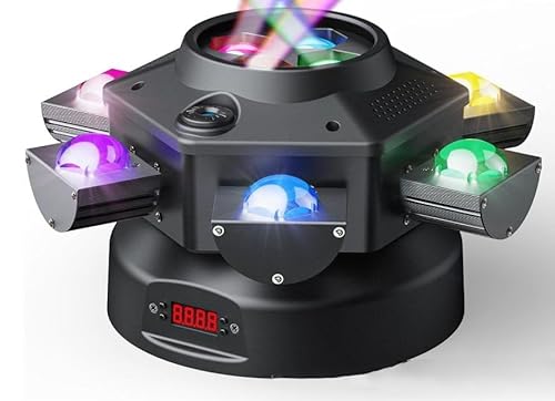 Areyourshop Moving Head Licht 180W,DJ Licht Scheinwerfer RGBW LED Bühnenlicht Partylicht mit DMX512 Soundaktivierter Lichteffekt mit 6 Lichtarmen für DJ Bar Weihnachten Geburtstag Disco von Areyourshop