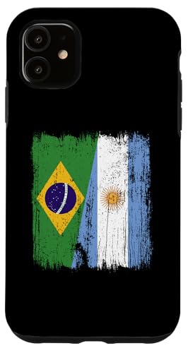 Brasilien, Argentinien, halbe Flagge, brasilianische argentinische Wurzeln Hülle für iPhone 11 von Argentine Republic Design Argentina Flag