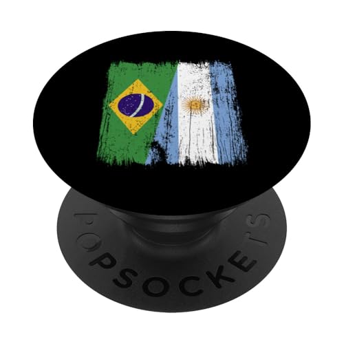 Brasilien, Argentinien, halbe Flagge, brasilianische argentinische Wurzeln PopSockets Klebender PopGrip von Argentine Republic Design Argentina Flag