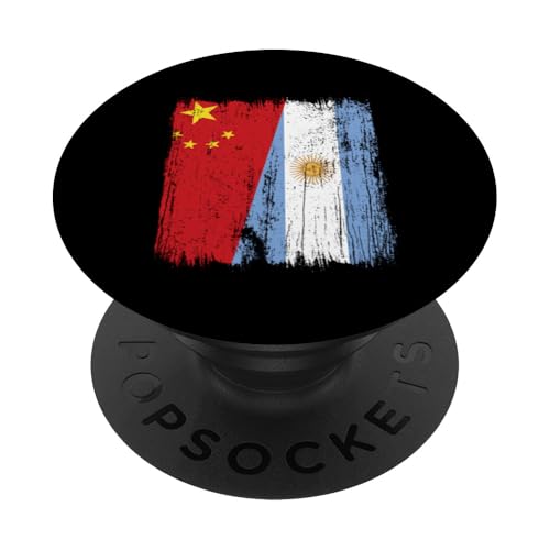 China, Argentinien, halbe Flagge, chinesische argentinische Wurzeln PopSockets Klebender PopGrip von Argentine Republic Design Argentina Flag
