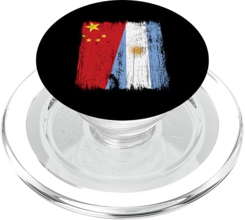China, Argentinien, halbe Flagge, chinesische argentinische Wurzeln PopSockets PopGrip für MagSafe von Argentine Republic Design Argentina Flag