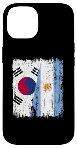 Südkorea Argentinien halbe Flagge koreanische argentinische Wurzeln Hülle für iPhone 14 von Argentine Republic Design Argentina Flag