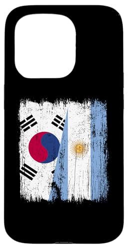 Südkorea Argentinien halbe Flagge koreanische argentinische Wurzeln Hülle für iPhone 15 Pro von Argentine Republic Design Argentina Flag