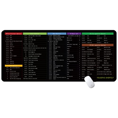 Argumub Excel Shortcut Tastaturmatte, Excel Shortcuts Spickzettel Schreibtischunterlage Für Tastatur Und Maus rutschfeste Tastaturunterlage Mit Klaren Shortcut-Tastenmustern (#4, 800 * 300 * 3mm) von Argumub