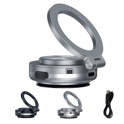 Argumub MagGrip Pro 360, Vacuum Magnetic Car Phone Holder, 360° Drehbare Elektrische Vakuum-Magnet-Autotelefonhalterung Mit Saugnapf (Silber) von Argumub