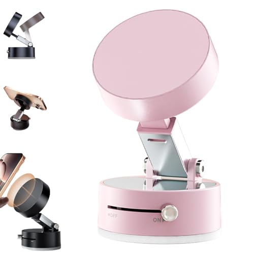 Argumub Woolcar Magnetischer Telefonhalter, Faltbarer magnetischer Telefonständer mit Vakuumsauger, Multifunktionale Saugnapf-Autotelefonhalterung (Pink) von Argumub
