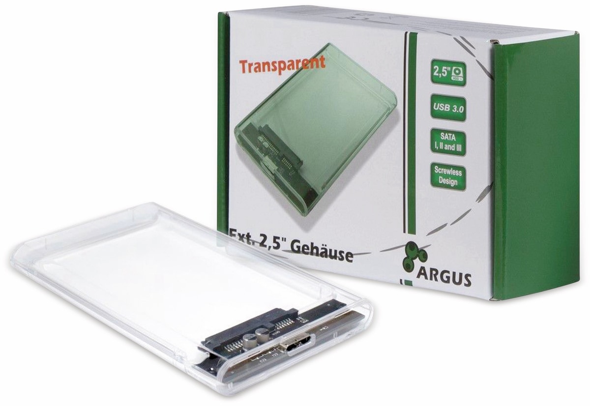 ARGUS HDD-Case INTER-TECH GD-25000, USB 3.0, 6,35 cm (2,5"), transparent von Argus