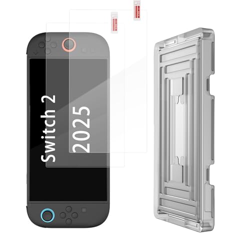 2 Stück Schutzglas für Nintendo Switch 2, Auto-Alignment Displayschutzglas für 2025 Switch 2 mit Schablone zur Positionierung, 30 Sekunden Installation, Blasenfrei, Touch Sensitive, Ultra-Clear von AriKroii