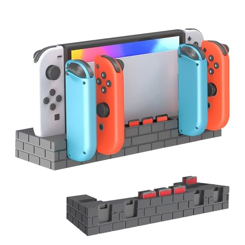Ladestation für Switch Controller, Ladestation Kompatibel mit Nintendo Switch/OLED, Ladegerät für 4 Joycon Controller, Switch Zubehör mit 8 Spiele Lagerung für Nintnedo Switch/OLED Joycon (Schwarz von AriKroii