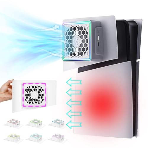 AriKroii Lüfter für PS5 Slim, PS5 Slim Kühlung mit 3 Stufen Windstärke/RGB-Lichter/Zusätzlichen USB2.0 USB-Hubs, PS5 Kühlgebläse Zubehör für PS5 Slim Disc & Digital Editions AriKroii Lüfter für PS5 Slim, PS5 Slim Kühlung mit 3 Stufen Windstärke/RGB-Lichter/Zusätzlichen USB2.0 USB-Hubs, PS5 Kühlgebläse Zubehör für PS5 Slim Disc & Digital Editions von AriKroii