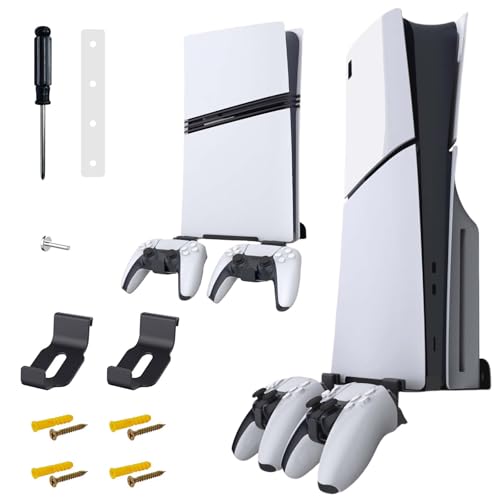 AriKroii Wandhalterung für PS5 Pro/PS5 Slim, PS5 Slim Wandhalterung mit 2 abnehmbarem Controllerhalter, Wandbefestigtes Zubehör für Playstation 5 Pro/PS5 Slim Disc & Digitale Edition AriKroii Wandhalterung für PS5 Pro/PS5 Slim, PS5 Slim Wandhalterung mit 2 abnehmbarem Controllerhalter, Wandbefestigtes Zubehör für Playstation 5 Pro/PS5 Slim Disc & Digitale Edition von AriKroii