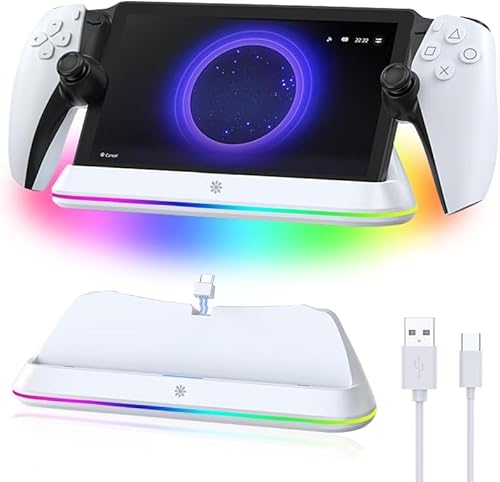 Ladestation für Playstation Portal Remote Player, Magnetischer Typc-C Ladegerät für PS5 Portal, Tragbare Docking Station für PS5 Portal Zubehör mit LED-Licht (Weiß) Ladestation für Playstation Portal Remote Player, Magnetischer Typc-C Ladegerät für PS5 Portal, Tragbare Docking Station für PS5 Portal Zubehör mit LED-Licht (Weiß) von AriKroii