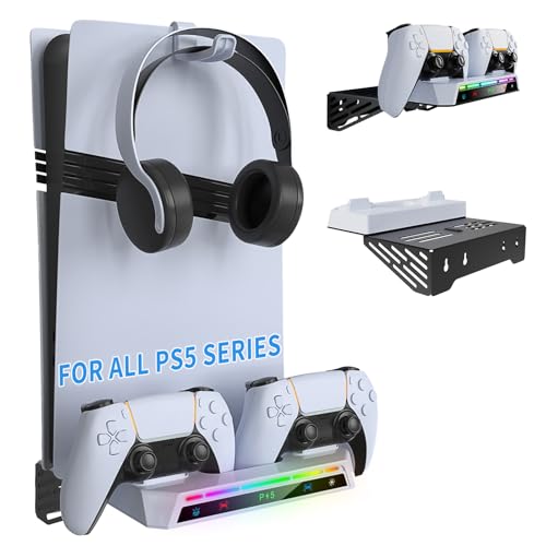 PS5 Wall Kit mit Ladestation, kompatibel mit PS5/PS5 Pro und PS5 Slim Disc und Digital Edition, Mehrzweck-Ladestation mit Multi-Mode-RGB-Leuchten PS5 Wall Kit mit Ladestation, kompatibel mit PS5/PS5 Pro und PS5 Slim Disc und Digital Edition, Mehrzweck-Ladestation mit Multi-Mode-RGB-Leuchten von AriKroii