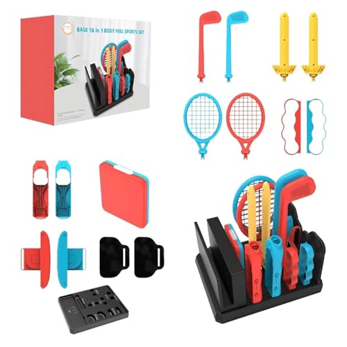 Switch Sports Zubehör Set 16 in 1 für Nintendo Switch/OLED, Aufbewahrung für Switch Sport spiel Zubehör, Familie Switch Spiele Zubehör Bundle für Nintendo Switch & OLED Switch Sports Zubehör Set 16 in 1 für Nintendo Switch/OLED, Aufbewahrung für Switch Sport spiel Zubehör, Familie Switch Spiele Zubehör Bundle für Nintendo Switch & OLED von AriKroii