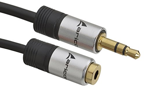Aricona N°439 3,5mm Klinkenkabel, Stereo Audio AUX Verlängerungskabel, Stecker mit Aluminiumgehäuse und vergoldeten Kontakten (5 Meter) von Aricona