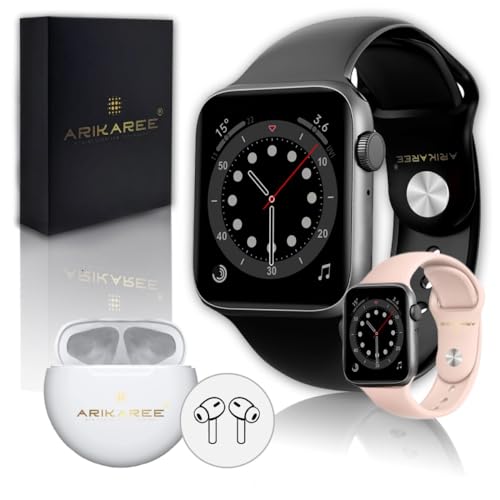 Arikaree Digitale Uhr 2 in 1 mit Kopfhörern Bluetooth 1,99 Zoll Smartwatch, für Damen und Herren, mit Anrufen und WhatsApp, für Android und iOS Fitness Tracker Herzfrequenzmesser und Sprachassistent Arikaree Digitale Uhr 2 in 1 mit Kopfhörern Bluetooth 1,99 Zoll Smartwatch, für Damen und Herren, mit Anrufen und WhatsApp, für Android und iOS Fitness Tracker Herzfrequenzmesser und Sprachassistent von Arikaree