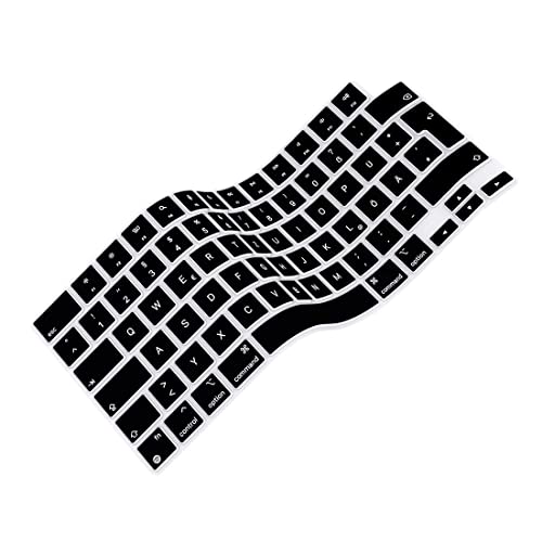 Arisase Ultradünne Silikon-Tastatur-Schutzhülle für MacBook Air 13,6 Zoll (Modell: A2681), mit M2-Chip 2022, weiches Zubehör, EU/UK-Layout (Deutsch-Schwarz) von Arisase