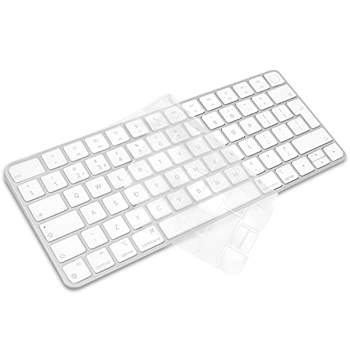 Arisase Ultradünne TPU-Tastaturabdeckung für 2021 Apple iMac 24 Zoll M1 Chip Magic Keyboard mit Touch ID (Modelle A2449 & A2450) weiches Schutzzubehör EU-Layout (transparent) von Arisase