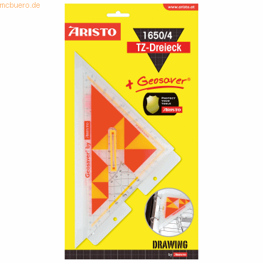 10 x Aristo Zeichendreieck TZ-Dreieck Acryl 250mm glasklar von Aristo