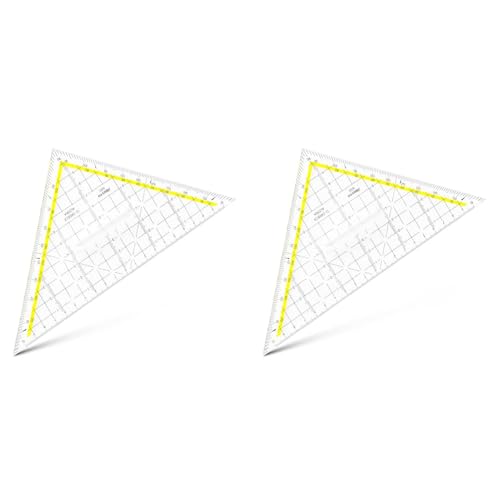 Aristo 1650/2 TZ-Dreieck mit festem Griff (Hypotenuse 22,5 cm, Tuschenoppen, Facette an Hypotenuse, Plexiglas mit Tiefenprägung, Made in Austria) transparent (Packung mit 2) von Aristo