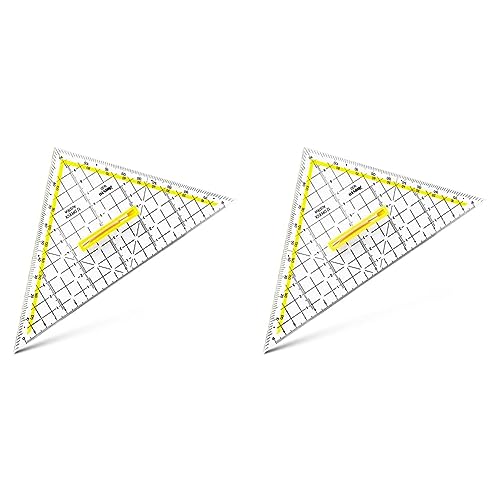 Aristo 1650/3 TZ-Dreieck mit abnehmbarem Griff (Hypotenuse 22,5 cm, Tuschenoppen, Facette an Hypotenuse, Plexiglas mit Tiefenprägung, Made in Austria) transparent (Packung mit 2) von Aristo