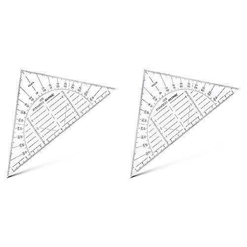 Aristo AR1550 Geodreieck bruchsicher (Hypotenuse 16 cm, abriebfeste Tiefenprägung, biegsamer 0,75mm Vivak PET-G Kunststoff, Made in Austria) transparent (Packung mit 2) von Aristo