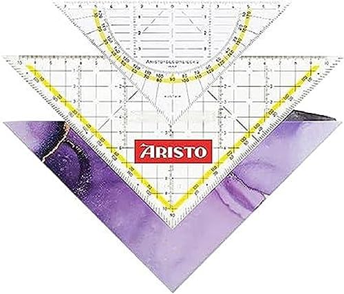 Aristo AR18003B Set 3in1 - TZ-Dreieck AR1650/2 & Geodreieck AR1552 inkl. Geocover Schutzhülle (Dreiecke mit Tuschenoppen, Geocover mit Lochung und Magnetverschluss) soft lavender von Aristo