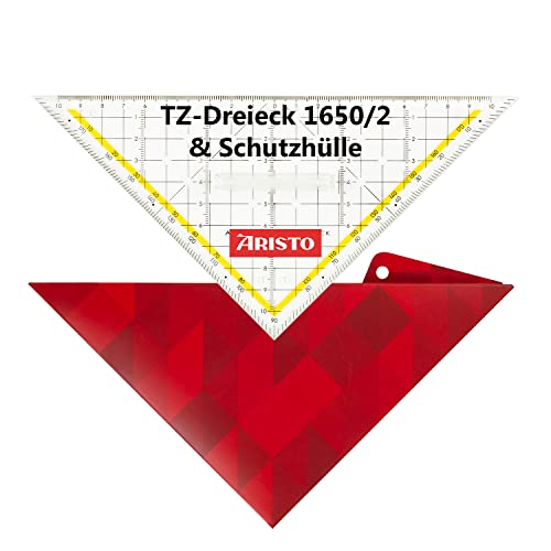 Aristo AR18052B TZ-Dreieck AR1650/2 inkl. Geocover Schutzhülle (Hypotenuse 22,5cm, fester Griff, Tuschenoppen, Geocover mit Lochung und Magnetverschluss) basic von Aristo