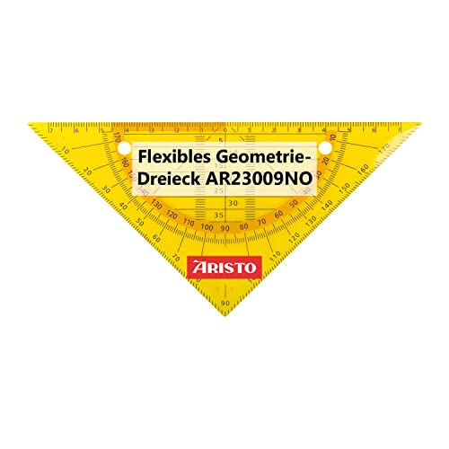 Aristo AR23009NO Flex Geometrie-Dreieck (Hypotenuse 16 cm, flexibel, nahezu unzerbrechlich, Facetten, Lochung zum Abheften, Kunststoff) neon orange von Aristo