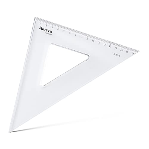 Aristo AR23425 College Dreieck 45° (Hypotenuse 25 cm, Tuschekanten und Facette, Kunststoff) transparent von Aristo