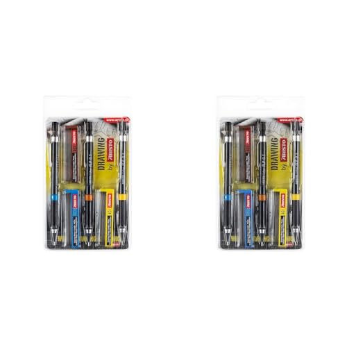 Aristo AR23559 Druckbleistifte College FLP 3er Set (Minen 0.35/0.5/0.7 mm, Härtegrad HB, inkl. Ersatzminen) schwarz (Packung mit 2) von Aristo