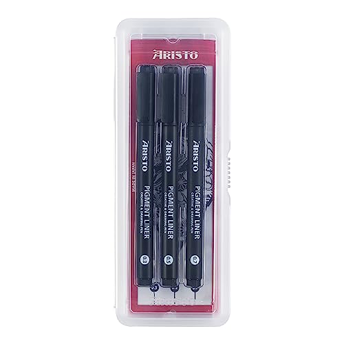 Aristo AR23533 Pigment Liner Set 3-teilig (3 Fineliner in den Strichstärken 0,30 / 0,50 / 0,70 mm, hochpigmentierter Tinte, licht- und wasserbeständig, metallgefasste Spitze) schwarz Aristo AR23533 Pigment Liner Set 3-teilig (3 Fineliner in den Strichstärken 0,30 / 0,50 / 0,70 mm, hochpigmentierter Tinte, licht- und wasserbeständig, metallgefasste Spitze) schwarz von Aristo