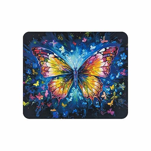 Arkero-G Mauspad - Gaming & Office Mouse Pad 24 x20 x 0,3 cm mit einem Buntem Schmetterling Motiv rutschfeste Design Tisch-Unterlage (Butterfly-V1) von Arkero-G
