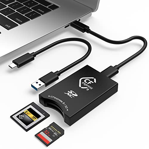 CFexpress/SD Kartenleser USB C, Dual-Slot USB 3.2(10Gbps) CFexpress Typ B Kartenleser Adapter kompatibel mit Android/Windows/Mac OS/Linux, mit USB C auf USB C/USB A Kabel von Arkidyn Plus