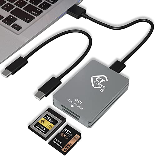 CFexpress SD Kartenleser USB C, 10Gbps CFexpress Typ B Kartenleser mit USB 3.2 Gen 2 Übertragungsgeschwindigkeit, Dual Slot SD und CFexpress kartenleser mit USB C zu USB C/USB A Kabel von Arkidyn Plus