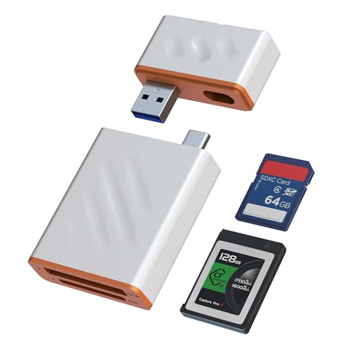 CFexpress Typ B und SD Dual-Slot Speicherkartenleser, USB 3.2 (Gen 2) 10Gbps 2-in-1 USB-C&USB-A Typ B CFexpress Kartenleser, OTG für iPhone 16 Pro/iPad Pro/PC/Laptop/Smartphone/Tablet von Arkidyn Plus