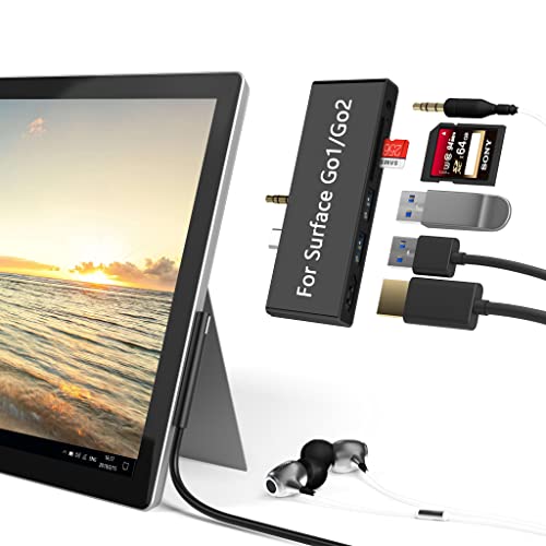 Surface Go/Go 2/Go 3 Dockingstation, 6 in 2 USB C Hub HDMI Adapter, Surface Go mit 4K HDMI, 2 USB 3.0 Ports (5 Gbit/s), 3.5mm Lautsprecher SD/TF Kartenleser für Surface Go1/Go 2 /Go 3 von Arkidyn Plus