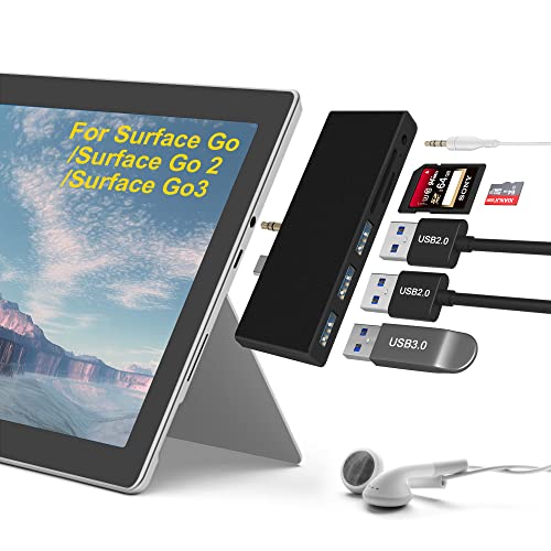 Surface Go Docking Station, USB C Hub Surface Go /Go2 /Go3 mit USB3.0+2 USB 2.0+SD Kartenleser+Micro SD Kartenleser (SD&TF Steckplatz)+3.5mm Audioausgang, Multifunktionales 6-in-2 Surface Go Zubehör von Arkidyn Plus