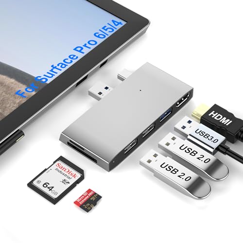Surface Pro 6/Pro 5/Pro 4 Docking Station USB Hub 4K HDMI USB 3.0 Hub Adapter, SD & TF/Micro SD Kartenleser, 4K@30Hz HDMI Surface Pro Adapter für Microsoft Surface Pro 6/5/4 von Arkidyn Plus