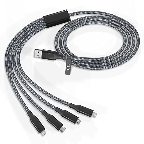 Arkidyn USB zu Multi 4 in 1 USB langes Ladekabel, 2M/6Ft Multi USB Kabel, universelles langes Ladekabel mit mehreren Anschlüssen mit USB C/Micro USB/LG-Anschluss von Arkidyn