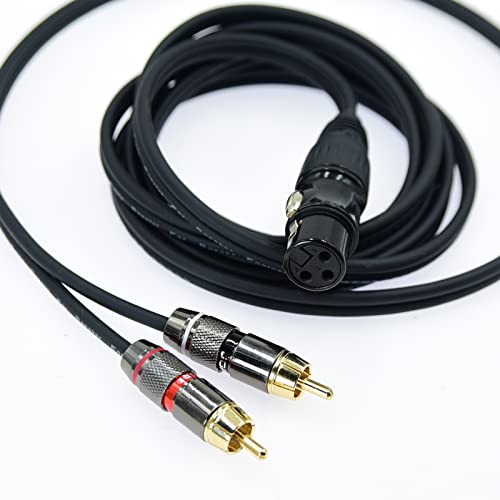 1.5 m XLR female to 2 RCA Plug Y Splitter 1 XLR 3 pin to Dual RCA Stereo Patch Audio Kabel Phono Interconnect Duplikator Lead Adapter Connector Sound card eq Mikrofon Kabel 2xunsymmetrisch (1 Packung) von Arklove