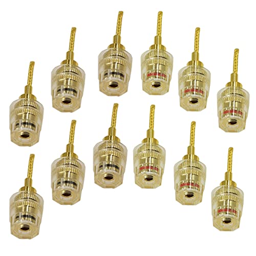 Arklove 12 Stück Pin auf Bananenbuchse, Schraubverbinder, Riegel, Flex-Pin, Bananenadapter-Stecker auf 4 mm Bananenbuchse, Center-Surround-Draht für federbelastete Lautsprecherklemmen-Eingänge von Arklove