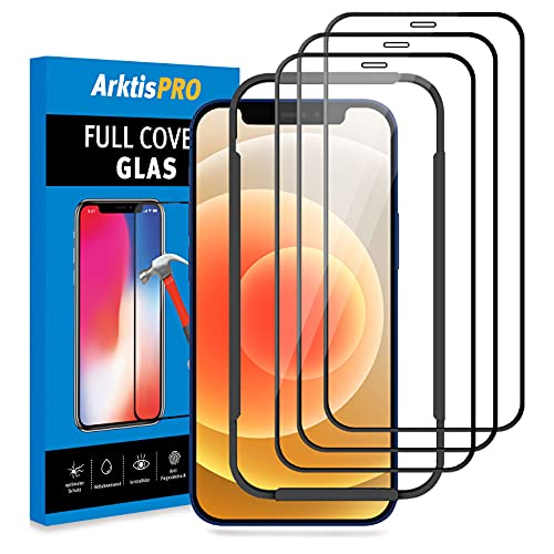 Arktis Displayschutzglas kompatibel mit iPhone 12 Pro 3er Set, Schutzglas [Full Cover] Vorderseitenschutz, Anti-Fingerprint hüllenfreundlich von Arktis