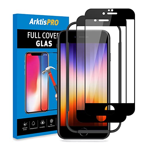 Arktis Displayschutzglas kompatibel mit iPhone SE 3 2022/2020 2er Set, Schutzglas [Full Cover] Vorderseitenschutz, Anti-Fingerprint hüllenfreundlich von Arktis