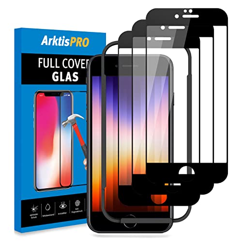 Arktis Displayschutzglas kompatibel mit iPhone SE 3 2022/2020 3er Set, Schutzglas [Full Cover] Vorderseitenschutz, Anti-Fingerprint hüllenfreundlich von Arktis