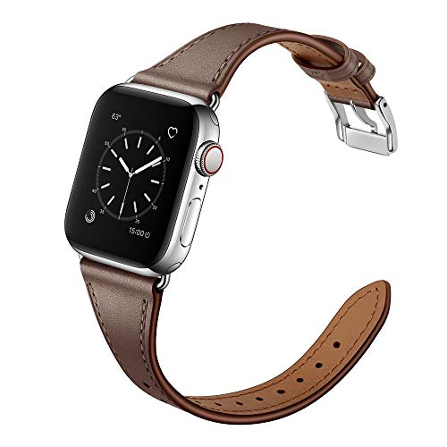 Arktis Lederarmband für Frauen kompatibel mit Apple Watch (Apple Watch Ultra 1/2 49 mm) (Series 7 8 9 45 mm) (Series SE 6 5 4 44 mm) (Series 3 2 1 42 mm) [Echtes Leder] mit Edelstahlschließe - Taupe von Arktis