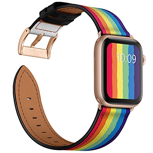 Arktis Lederarmband kompatibel mit Apple Watch (Apple Watch Ultra mit 49 mm) (Series 7 8 mit 45 mm) (Series SE 6 5 4 mit 44 mm) (Series 3 2 1 mit 42 mm) Wechselarmband [Echtleder] - Pride von Arktis