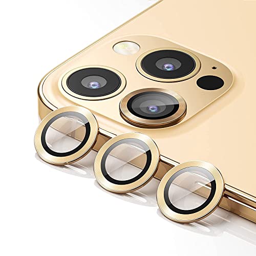 Arktis Lens Protector kompatibel mit iPhone 14 Pro Max, Schutzglas mit Aluminiumrand Kamera, super schmal, extrem Kratzfest Gold von Arktis